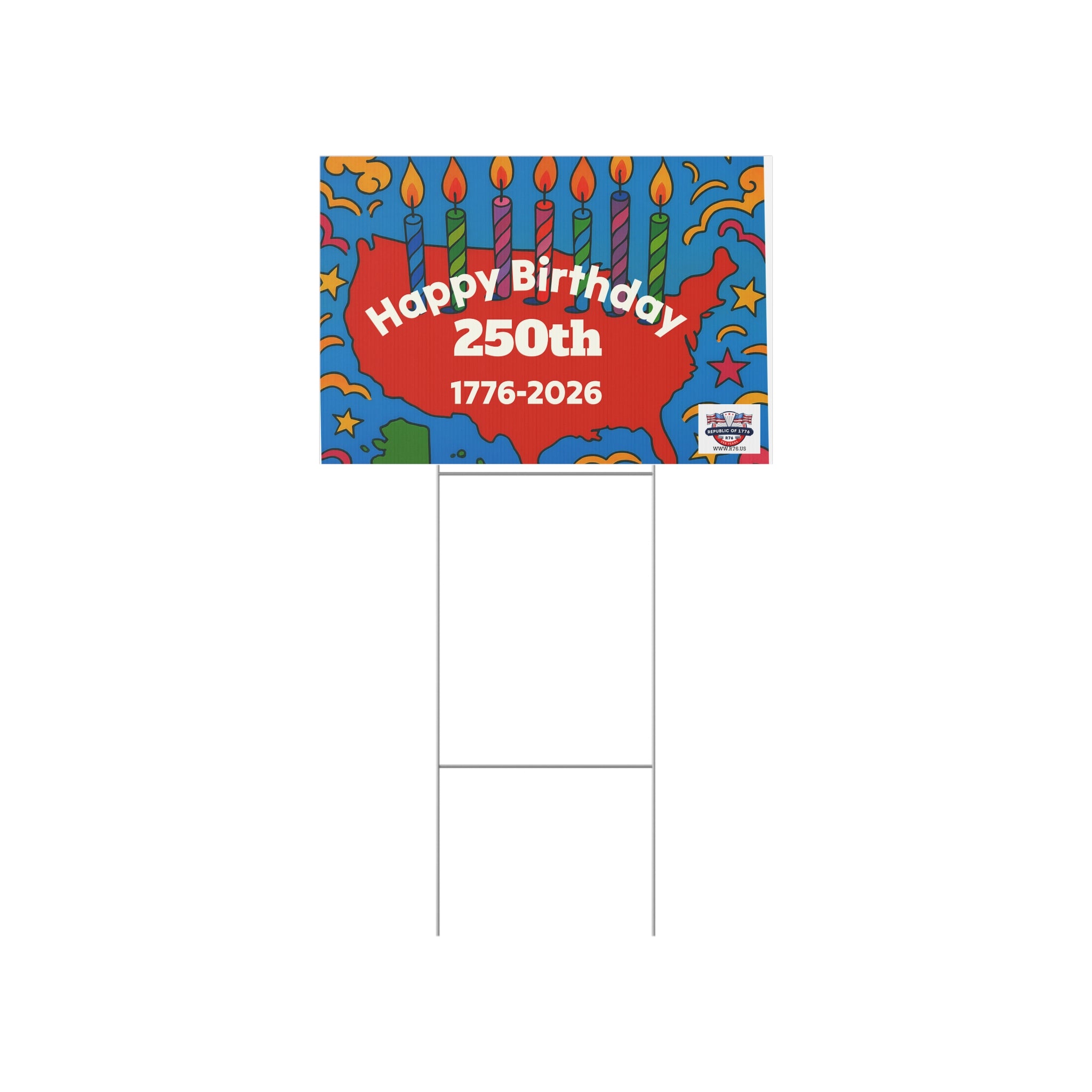 Happy 250th Birthday Lawn Sign, USA Birthday Celebration Decor, Outdoor Yard Sign, Patriotic Party Decoration, Unique Gift Idea