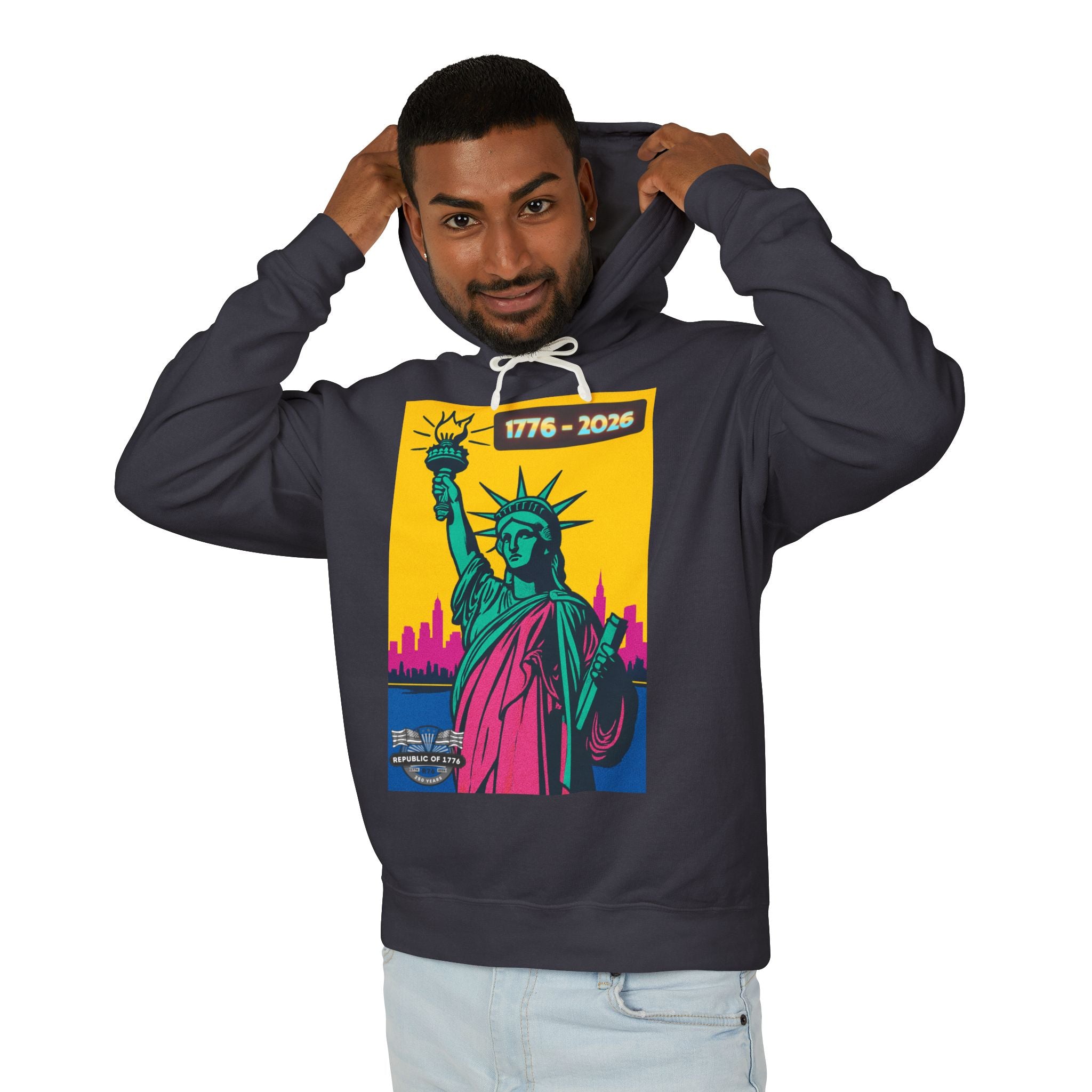 Lady Liberty NY ART Unisex Lightweight Hooded Sweatshirt