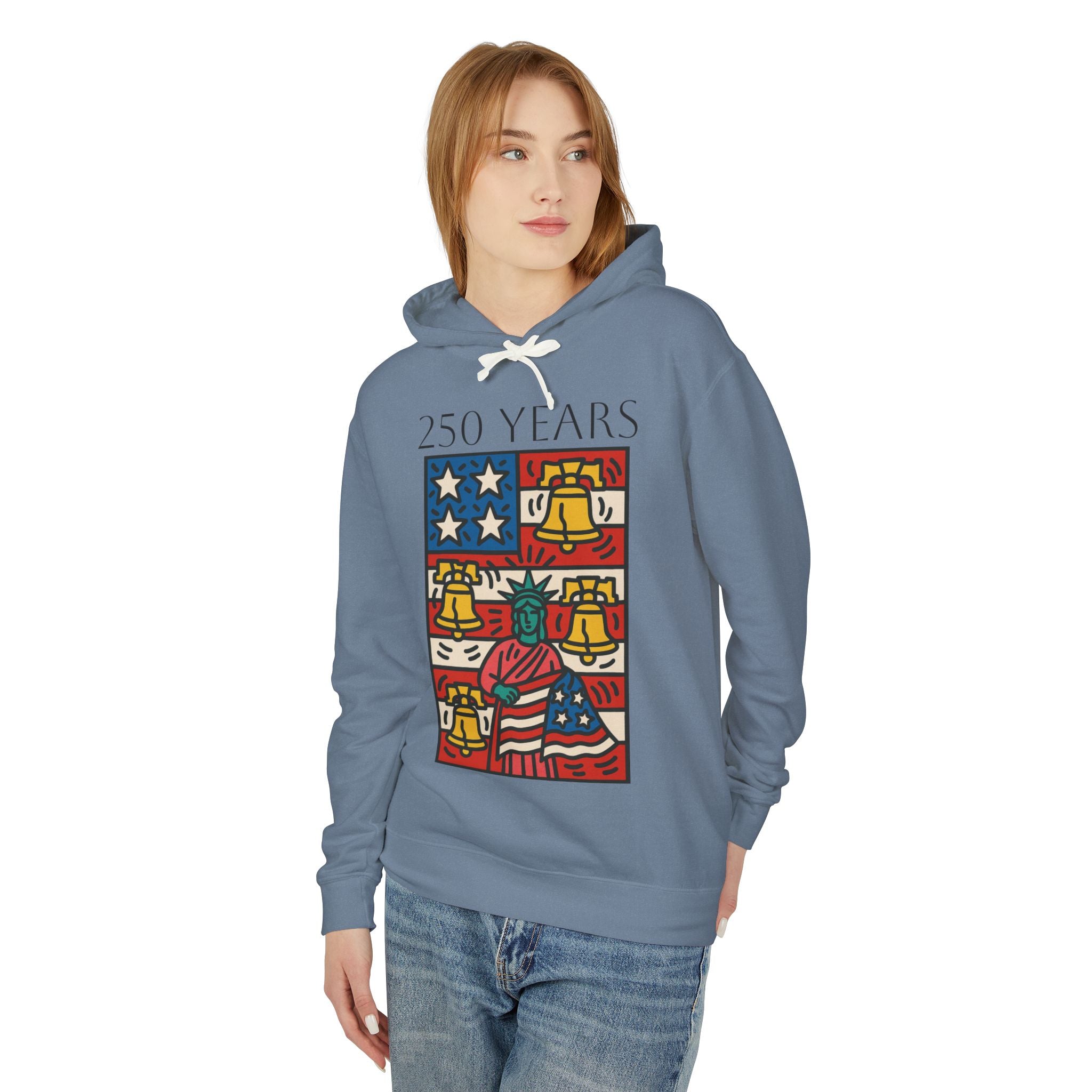 Lady Liberty 250 Unisex Lightweight Hooded Sweatshirt