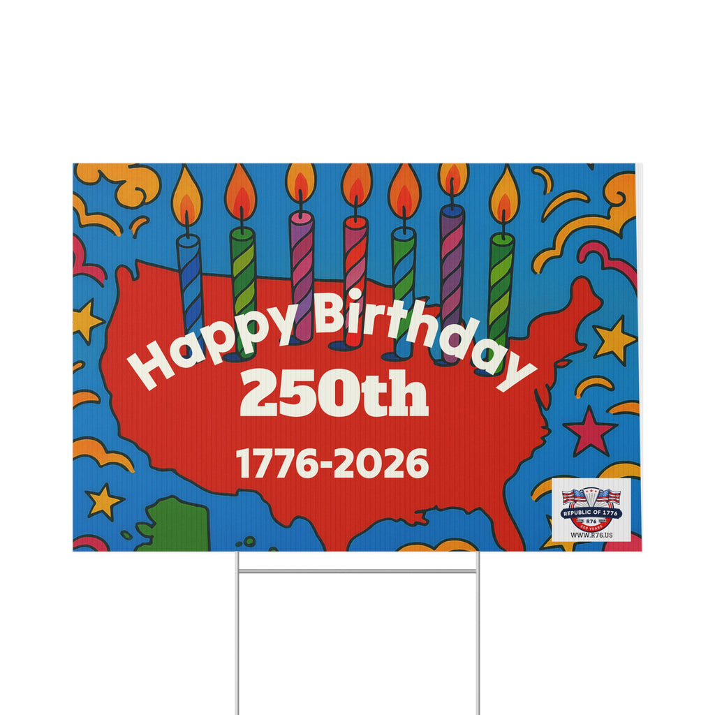 Happy 250th Birthday Lawn Sign, USA Birthday Celebration Decor, Outdoor Yard Sign, Patriotic Party Decoration, Unique Gift Idea