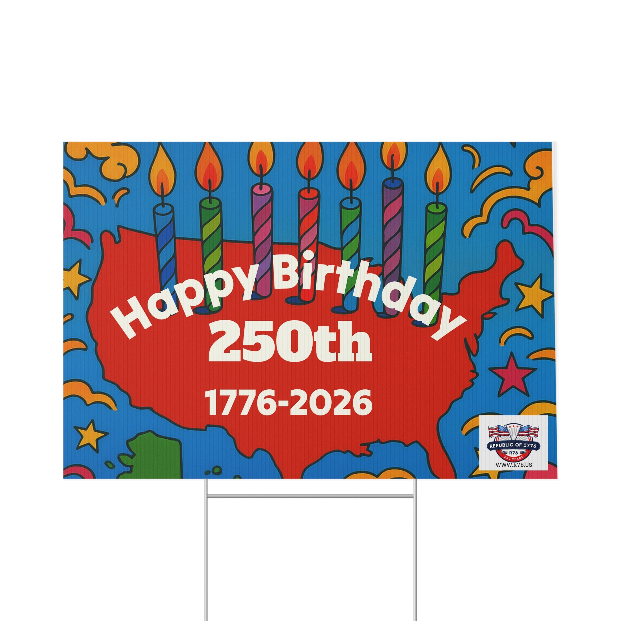 Happy 250th Birthday Lawn Sign, USA Birthday Celebration Decor, Outdoor Yard Sign, Patriotic Party Decoration, Unique Gift Idea