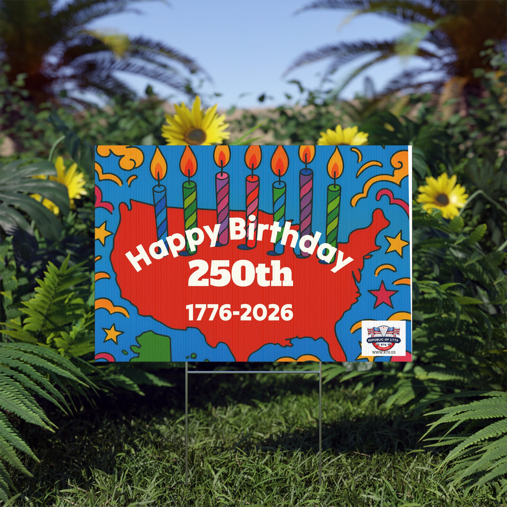Happy 250th Birthday Lawn Sign, USA Birthday Celebration Decor, Outdoor Yard Sign, Patriotic Party Decoration, Unique Gift Idea