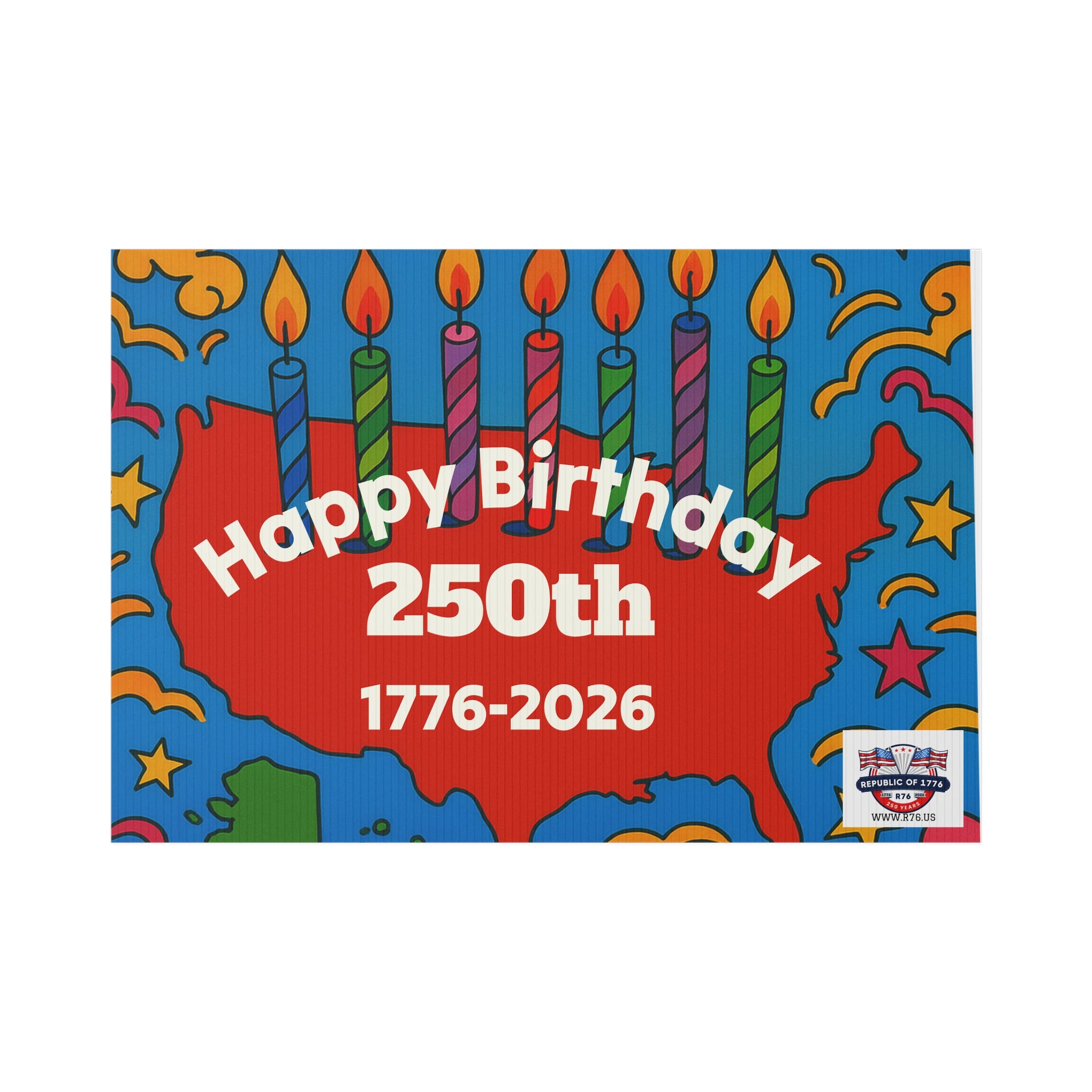 Happy 250th Birthday Lawn Sign, USA Birthday Celebration Decor, Outdoor Yard Sign, Patriotic Party Decoration, Unique Gift Idea