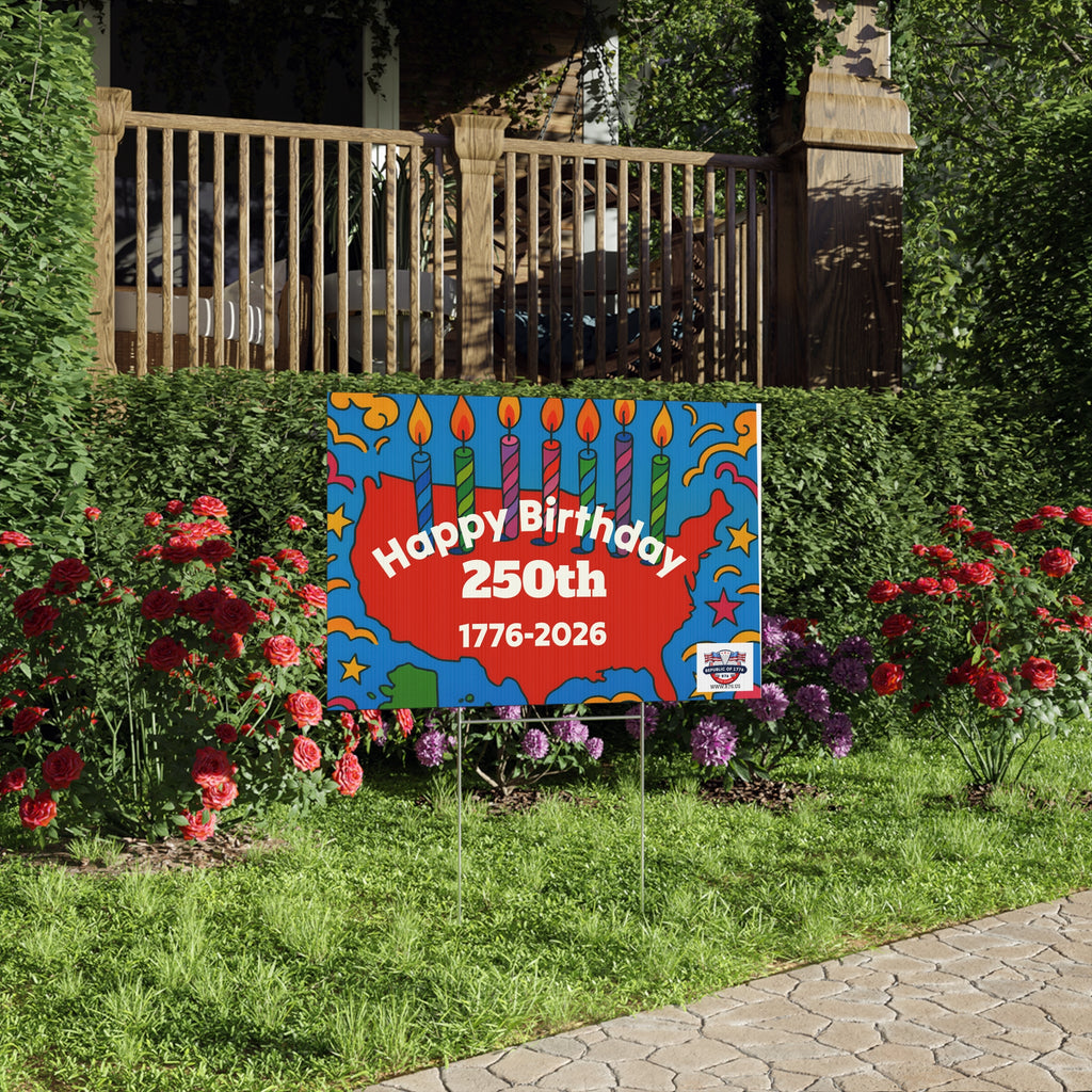 Happy 250th Birthday Lawn Sign, USA Birthday Celebration Decor, Outdoor Yard Sign, Patriotic Party Decoration, Unique Gift Idea
