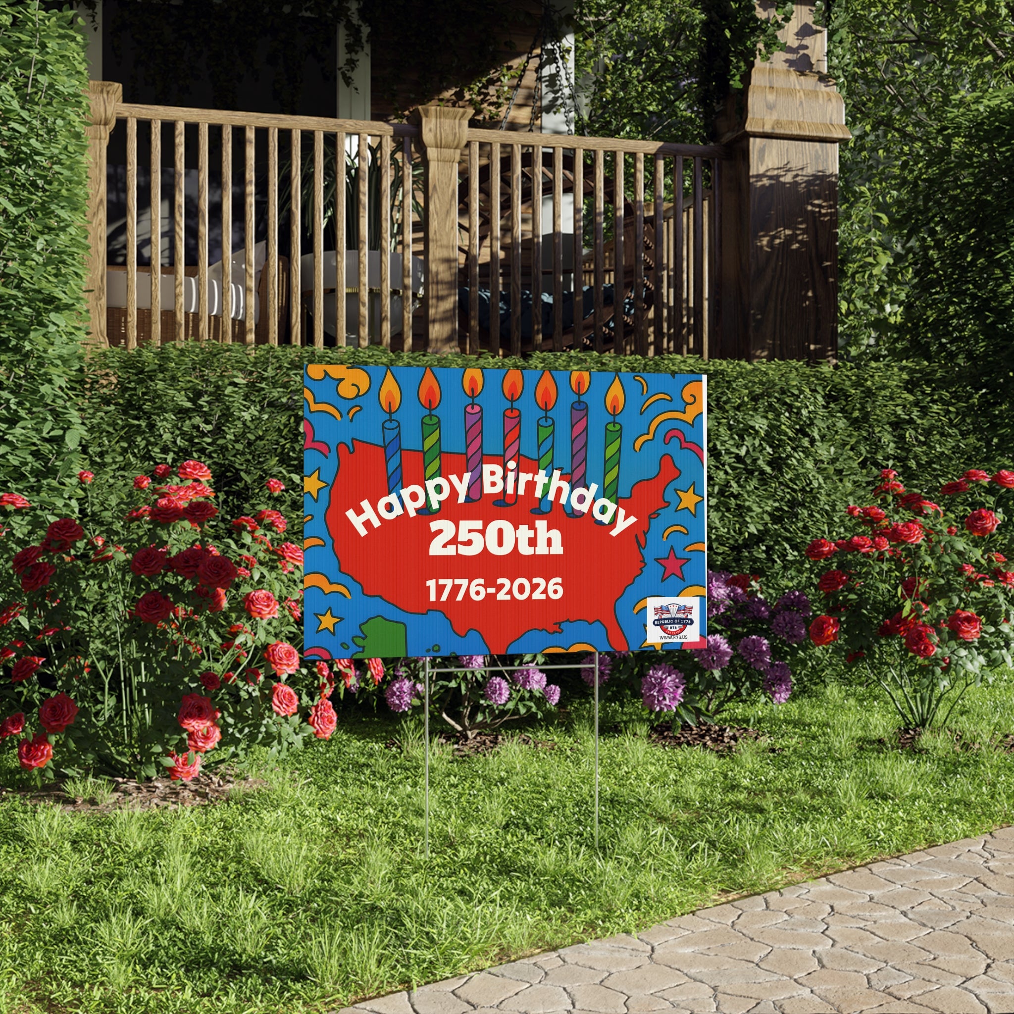 Happy 250th Birthday Lawn Sign, USA Birthday Celebration Decor, Outdoor Yard Sign, Patriotic Party Decoration, Unique Gift Idea