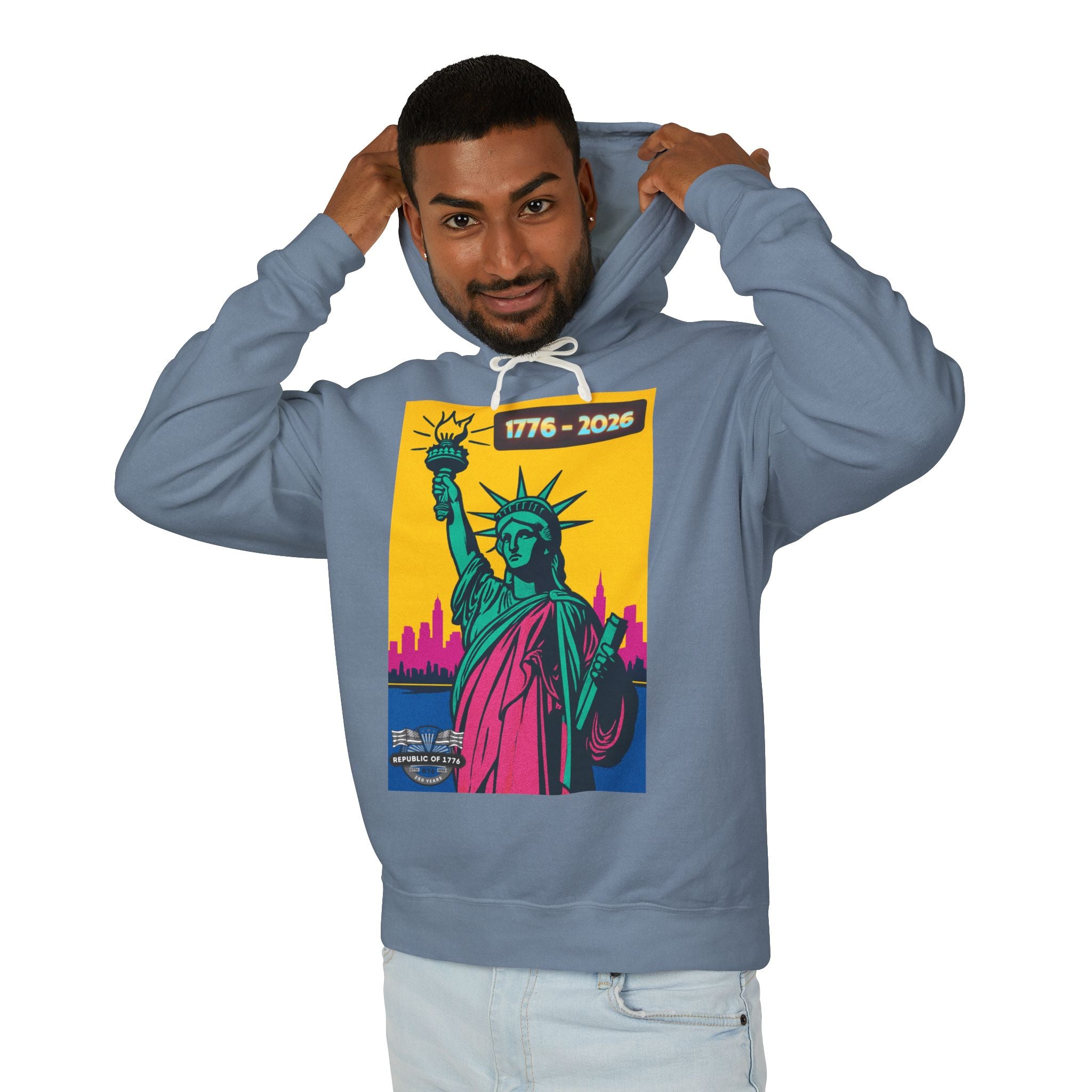 Lady Liberty NY ART Unisex Lightweight Hooded Sweatshirt