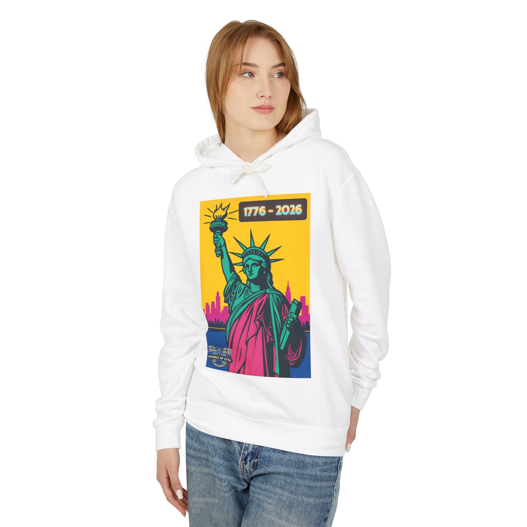 Lady Liberty NY ART Unisex Lightweight Hooded Sweatshirt
