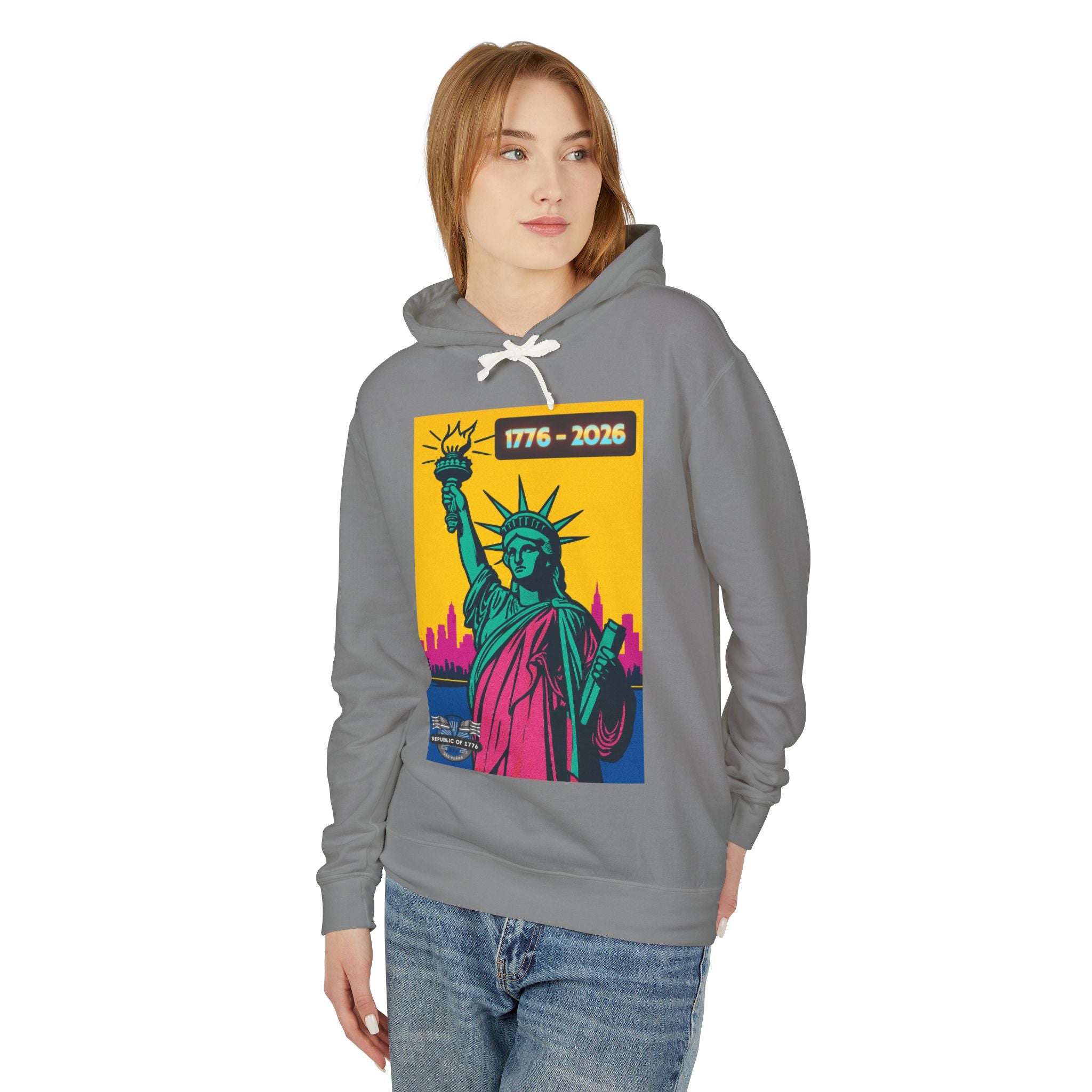 Lady Liberty NY ART Unisex Lightweight Hooded Sweatshirt