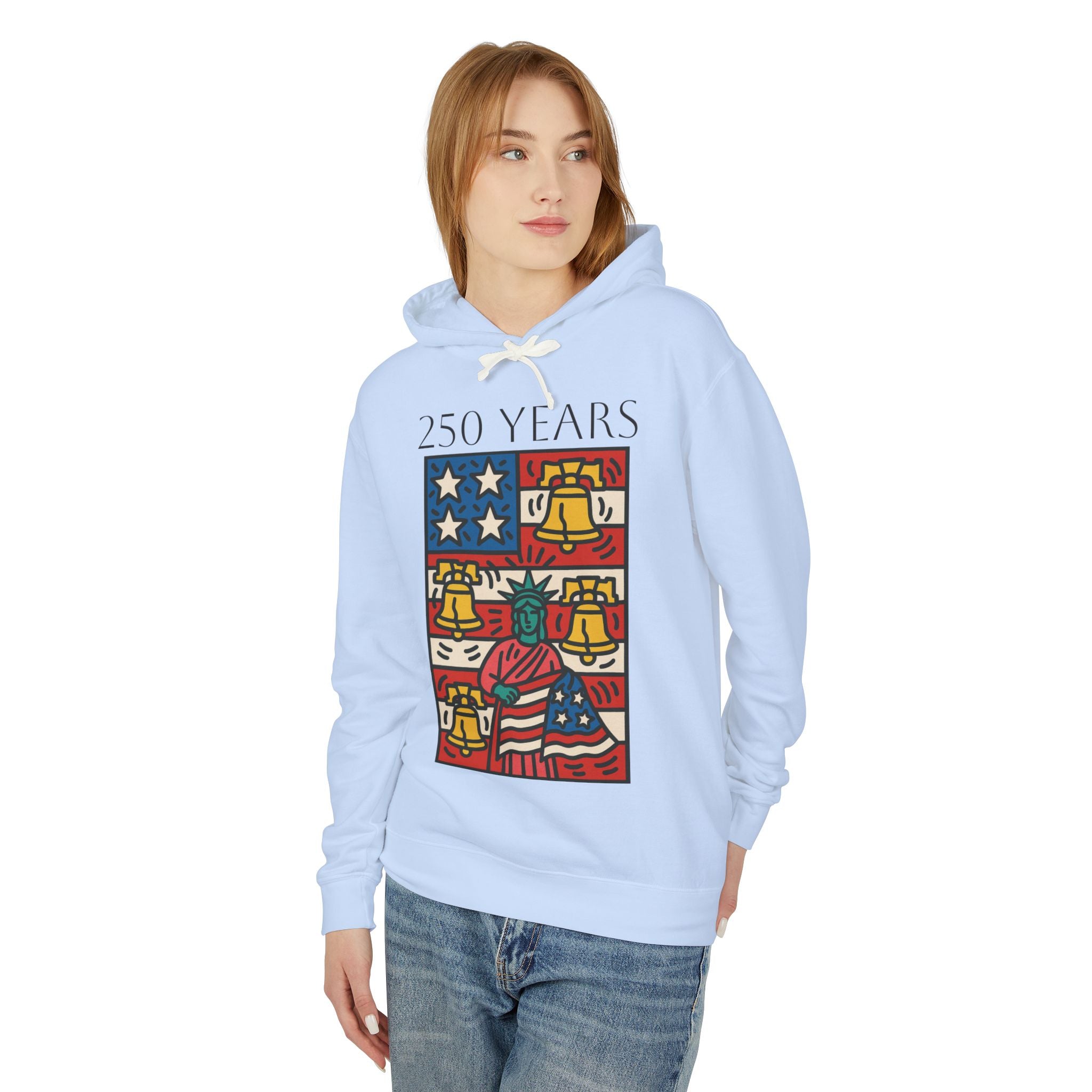 Lady Liberty 250 Unisex Lightweight Hooded Sweatshirt