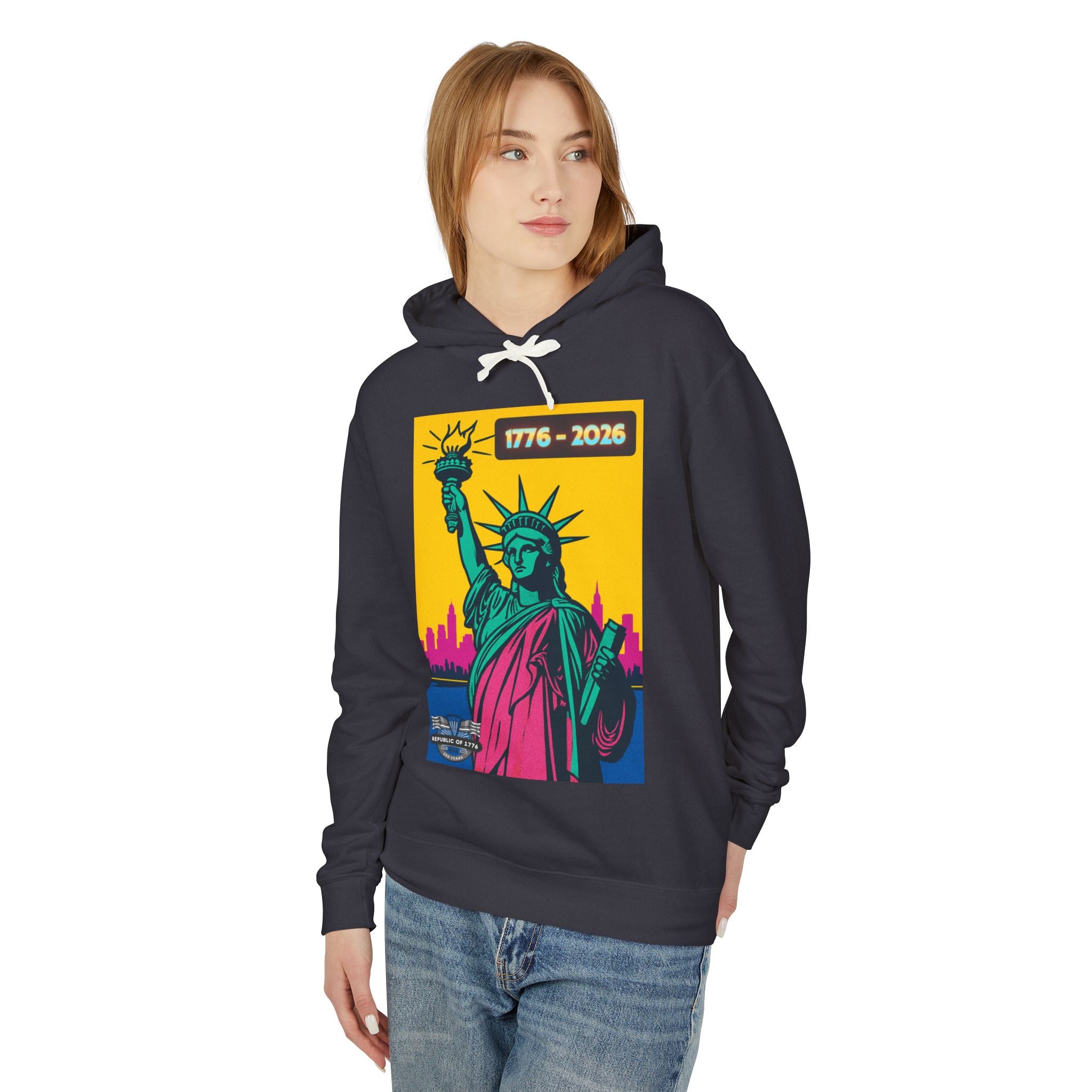 Lady Liberty NY ART Unisex Lightweight Hooded Sweatshirt