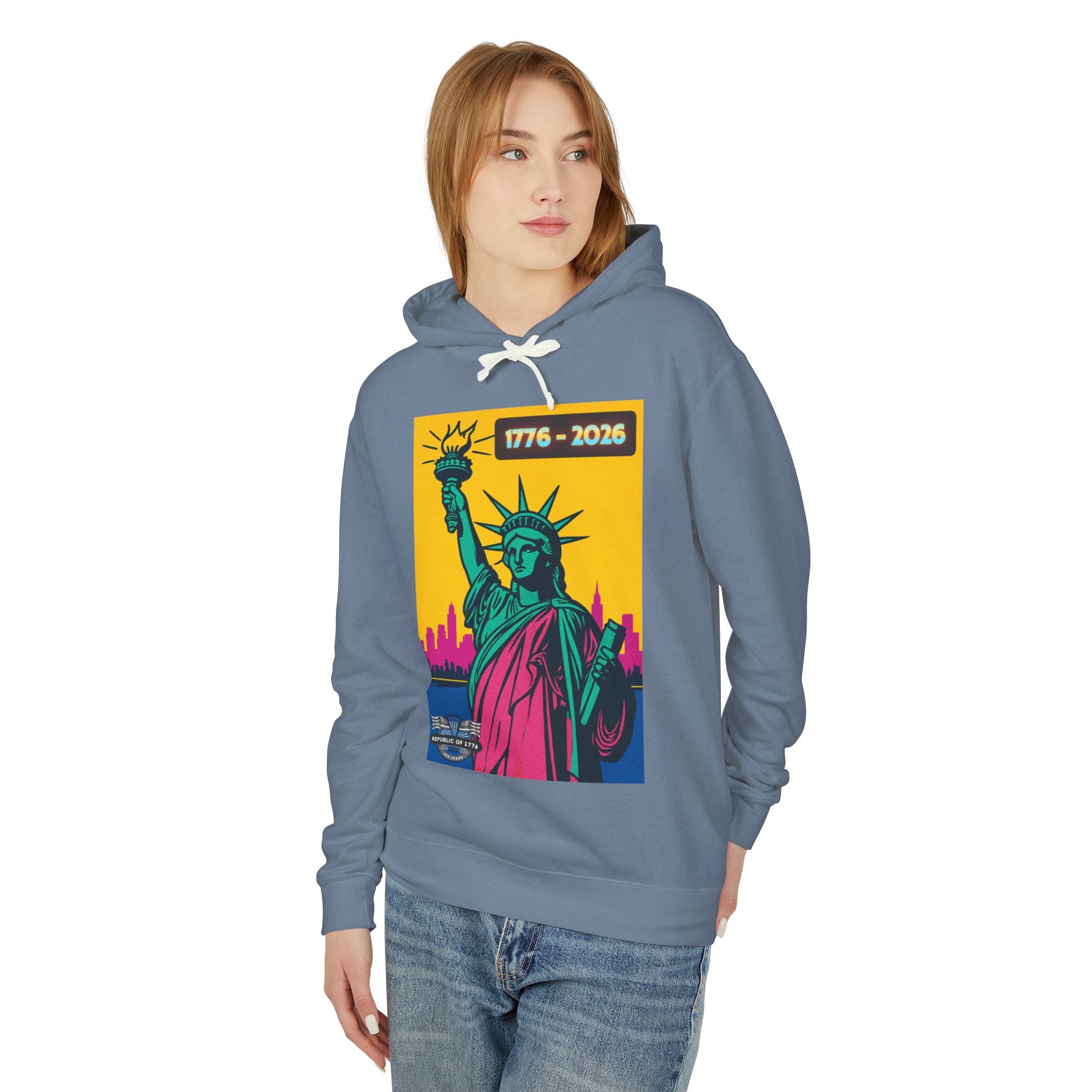 Lady Liberty NY ART Unisex Lightweight Hooded Sweatshirt